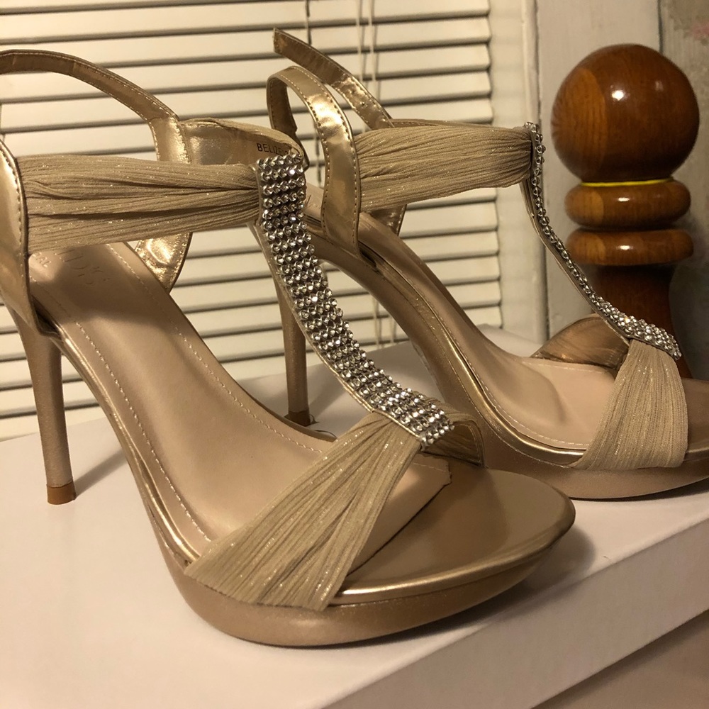 David’s Bridal, beautiful nude high heels.